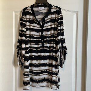 Calvin Klein striped tunic blouse or shirt - Size XL - Roll tab sleeves!